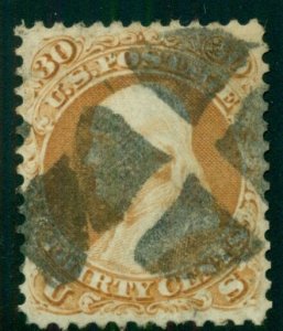 US #71 30¢ orange, used w/segmented cork cancel, VF and very nice stamp