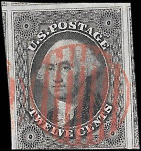 1851 US SC #17 USED VFXF  3 JUMBO MARGINS FANCY RED CANCEL SOUND