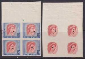 Rhodesia & Nyasaland, Scott 150 (SG 10), Imperf Plate Proof Blocks of Four