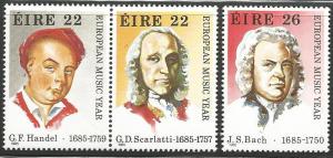 IRELAND 618-20 MNH, C/SET OF 3, EUROPEAN COMPOSERS, 1985