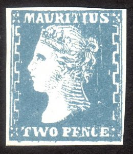 1859, Mauritius 2p, MNG, Sc 17, REPRINT / FAKE