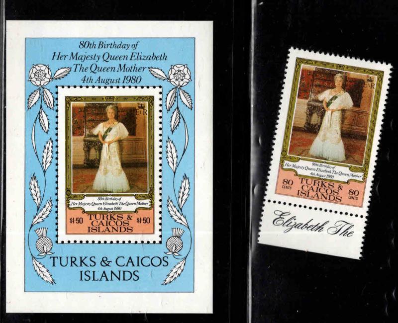 Turks and Caicos Islands Scott 440-441 QE2 80th B day stamp and mini sheet