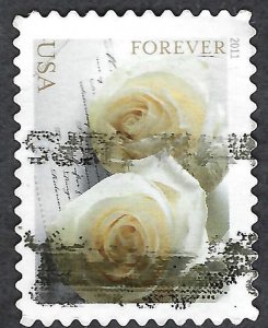 United States #4520 Forever (44¢) White Wedding Roses (2011). Used.