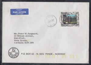 Norway - Nov 1987 Cover to Canada