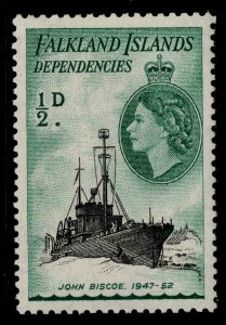 FALKLAND ISLANDS - Dependencies QEII SG G26, ½d black & bluish green, LH MINT.