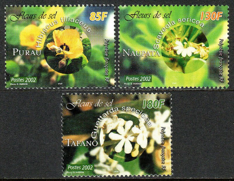 French Polynesia 837-839, MNH. Halophilic Flowers, 2002