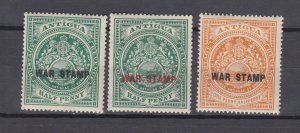 J44054 JL Stamps 1916-8 antigua WWII mh set #mrI-3 war dept