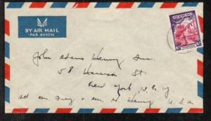 Bermuda to New York NY Airmail Cover 