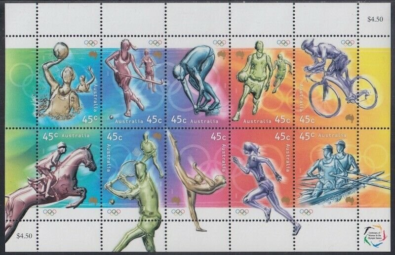 AUSTRALIA Sc# 1862a-j CPL MNH SHEETLET of 10 DIFF OLYMPIC SPORTS STAMPS