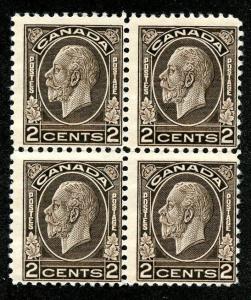 Canada Scott 196 F MNH Block of 4 Picturing King George V