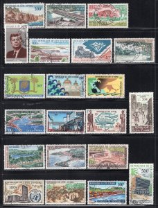 Ivory Coast & Gabon 1960's-70's 106 Stamps Most Used Good Airmails CV$140-150