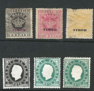 Timor 6 Different MH/MNG F/VF 1885-87 SCV$35.00