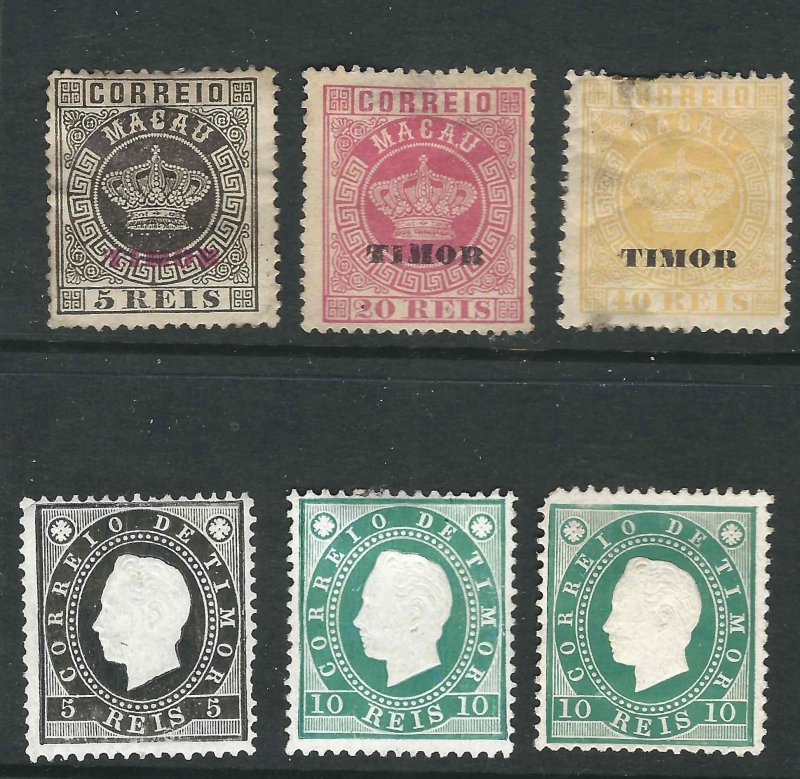 Timor 6 Different MH/MNG F/VF 1885-87 SCV$35.00