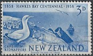 New Zealand 324 (used) 3p Gannet Sanctuary, ultra (1953)