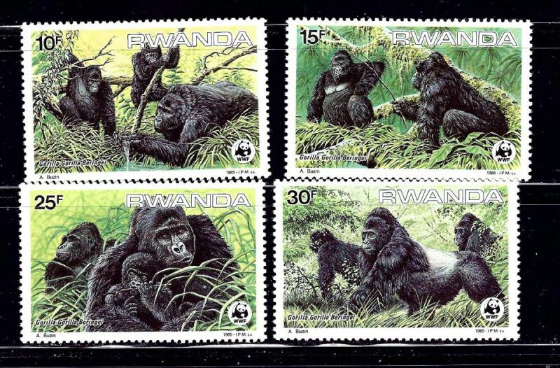 Rwanda 1208-11 MH 1985 Gorillas