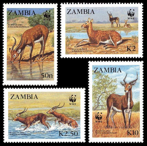 Zambia WWF Black Lechwe 4v SG#537-540 SC#427-430 MI#438-441