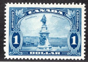 Scott 227, $1 blue, VF/XF, MNHOG, Champlain's Statue, Canada Postage Stamp