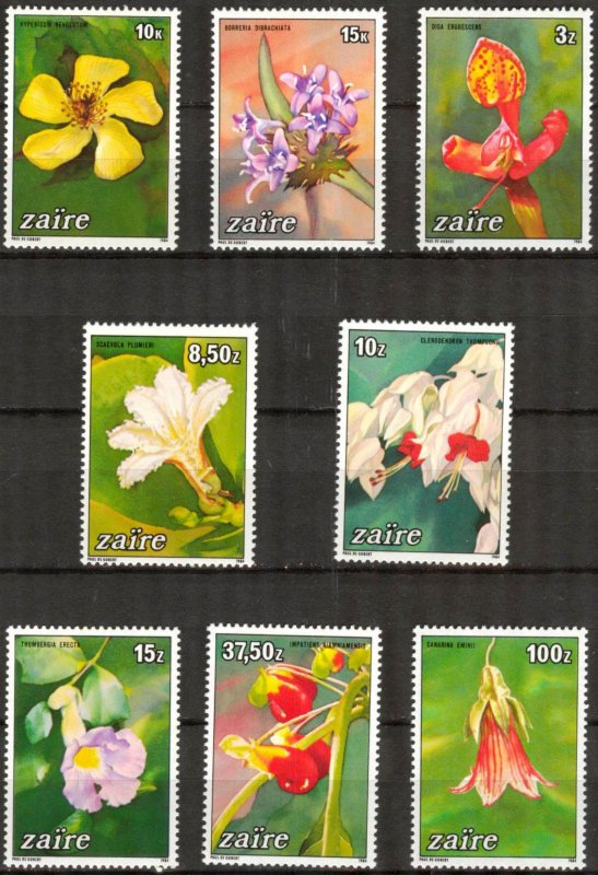 Zaire 1984 Plants Flowers Set 8 MNH