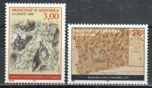 Andorra, French Stamp 500-501  - Early maps of Andorra