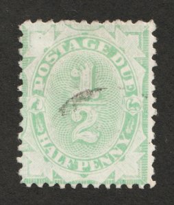1906 Australia Sc #J23 -  Postage Due, Half Penny. Used Cv$18.00