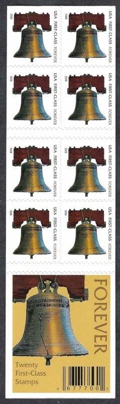United States #4127e Forever Liberty Bell (2008). Double-sided bklt of 20.  MNH
