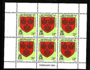 Jersey-Sc#249b- id7-unused NH booklet pane-Dumaresq Arms-1981-3-