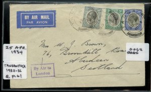 ?Jusqua airmail Mandated terr of TANGANYIKA   SCOTLAND  1934 qp.61 scarce cover
