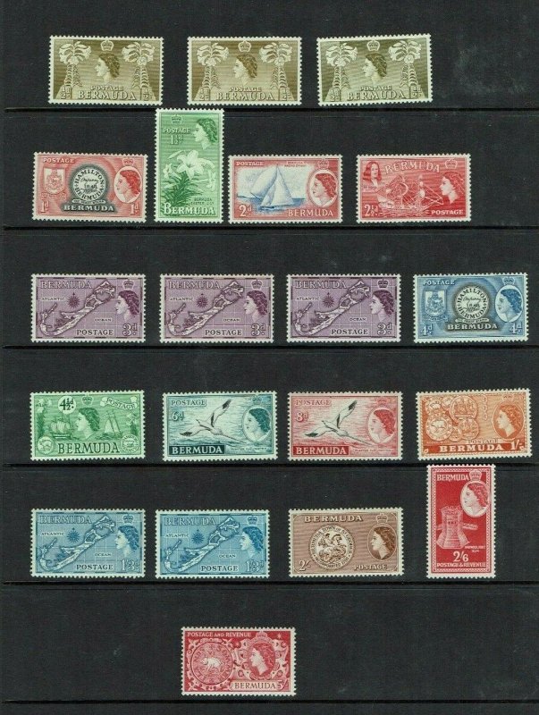 Bermuda: 1953 Queen Elizabeth definitive, short set to 5/-, Mint