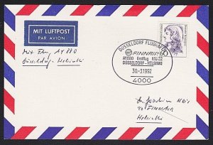 GERMANY 1992 FINNAIR first flight postcard to HELSINKI FINLAND.............A6371