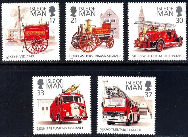 Isle of Man #477-481 MNH CV$4.55 Fire Engines Horse Pump Ladder