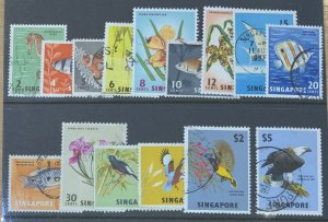 SINGAPORE 1962 DEFINITIVE SET LESS 1 Cent SG64-77  FINE USED