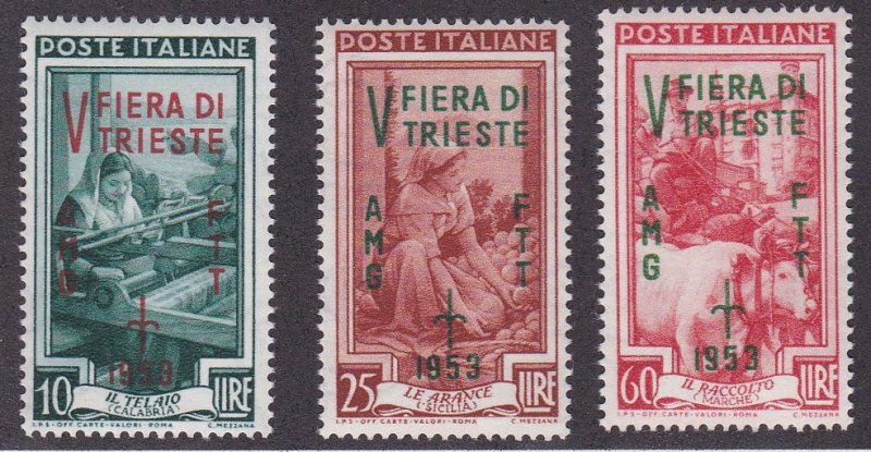 Italy - Trieste # 178-180, Italy at Work Overprints, NH, 1/2 Cat.