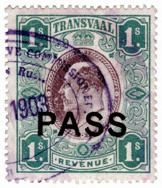 (I.B) Transvaal Revenue : Native Pass 2/-