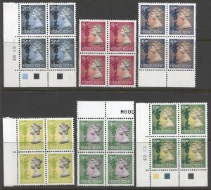 HONG KONG QE Mint NH Margin Blocks of four