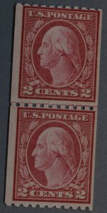 United States #488 2 Cent Washington Vertical Coil Line Pair MNH
