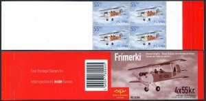 Iceland 935a-936a booklets, MNH. Airplanes 2001. TF-OGN biplane, TF-Sux.