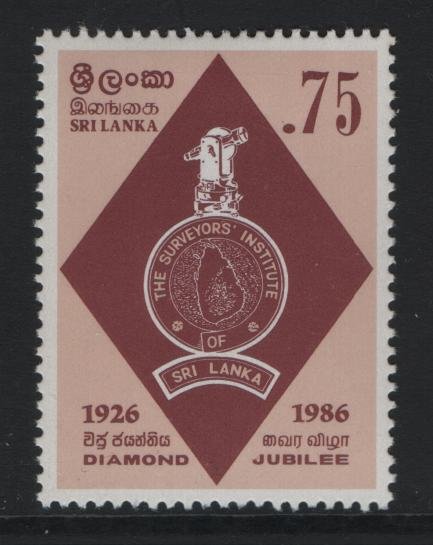 SRI LANKA, 810,  HINGED, 1986 Natl. Surveyors institute 60th anniv.