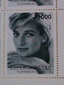 TURKMENISTAN  STAMP: 1997- PRINCE DIANA RARE BLACK & WHITE PHOTOS-MINT NH S/S
