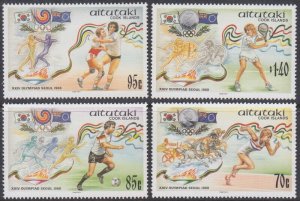 AITUTAKI SC # 414-7 CPL MNH SET 1988 SUMMER OLYMPICS