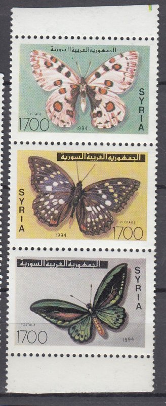 J28851, 1994 syria set strip/3 mnh #1318 butterflies