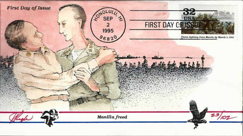 Pugh Designed/Painted WWII Manilla Freed FDC...32 of 102 created!