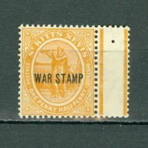 ST. KITTS-NEVIS 1918 WAR TAX #MR2  MARGIN STAMP UNUSED NO GUM