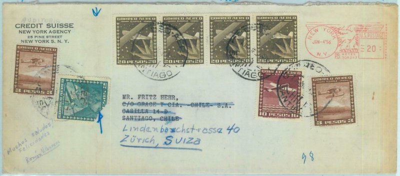 84257 - POSTAL HISTORY - COVER  from USA to CHILE forwarded to SWITZERLAND 1956