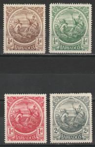 BARBADOS 1916 KGV SEAHORSES 1/4D - 2D