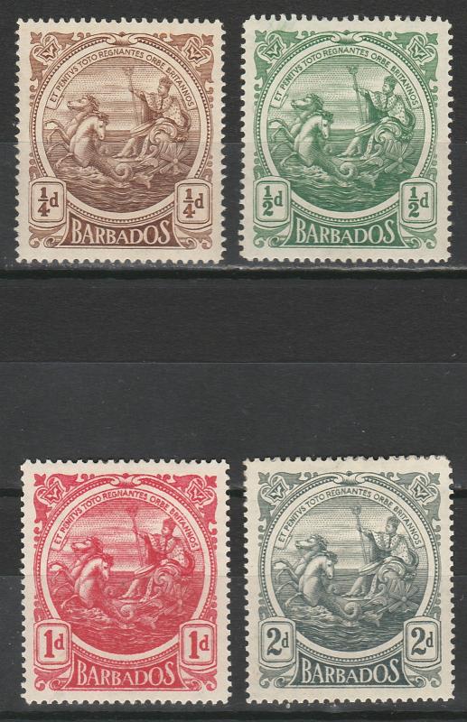 BARBADOS 1916 KGV SEAHORSES 1/4D - 2D