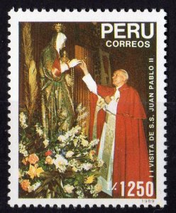 Peru 1990 Sc#977   Pope John Paul II Visit Peru  Single  MNH