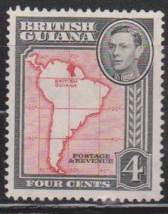 BRITISH GUIANA Scott # 232 Used - KGVI & Map Of South America