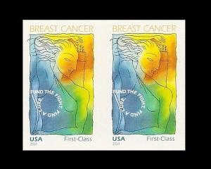 US B5a Breast Cancer imperf NDC horz pair MNH 2014