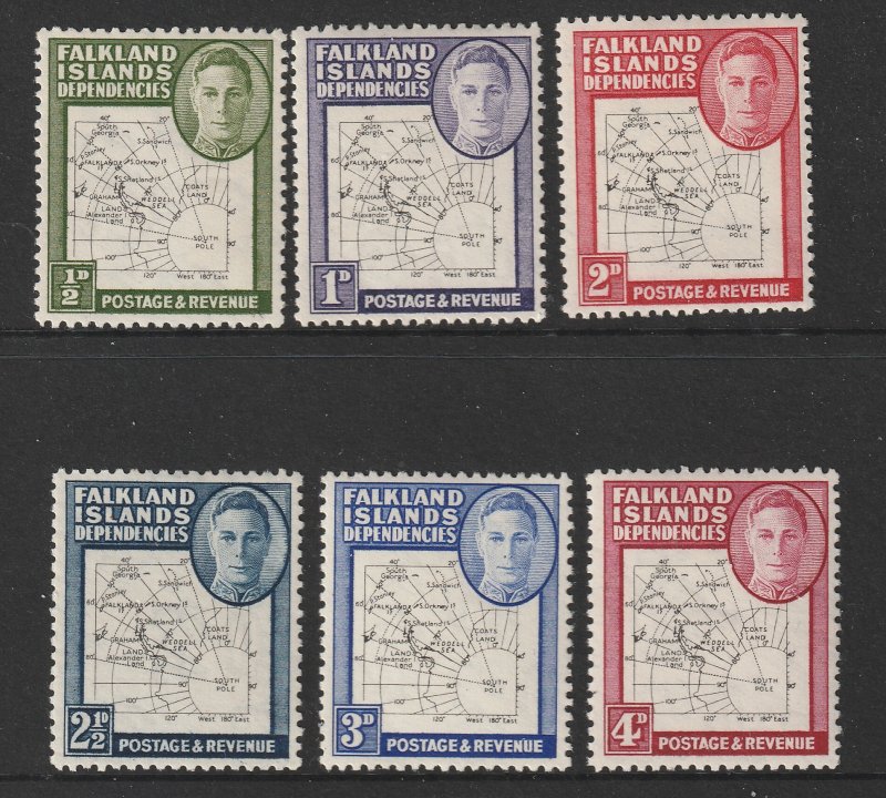 Falkland Is Dep a small MH lot of the KGVI thin map stamp set