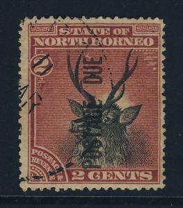 British North Borneo - 1895 - POSTAGE DUE SG D2 2c BLACK & LAKE VFU p14 1/2